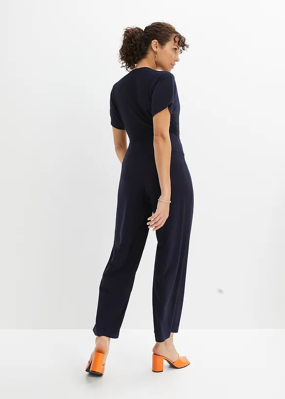 Jersey-Jumpsuit in blau von hinten (Totalaufnahme) - bonprix