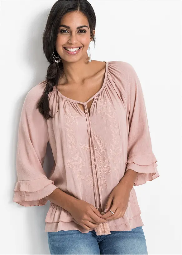 Tunika aus softer Viskose in rosa von vorne (im Anschnitt) - bonprix