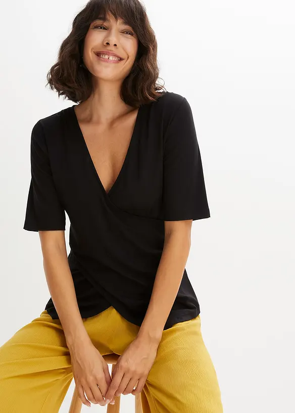 Shirt aus softem Viskose-Mix in schwarz von vorne (im Anschnitt) - bonprix Shirt aus softem Viskose-Mix in schwarz von vorne (im Anschnitt) - bonprix