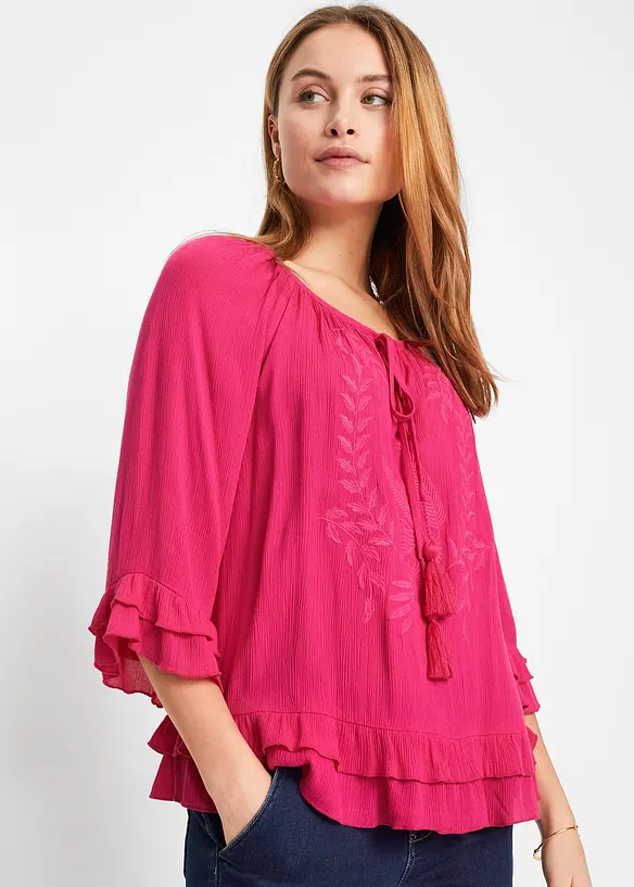 Tunika aus softer Viskose in pink von vorne (im Anschnitt) - bonprix