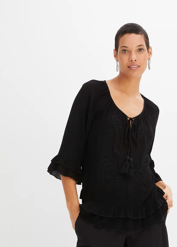 Tunika aus softer Viskose in schwarz von vorne (im Anschnitt) - bonprix