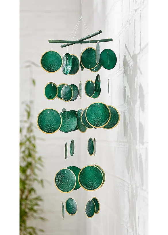 Boltze Windspiel mit Capizmuscheln in grün (Ambiente) - Boltze Home Collections