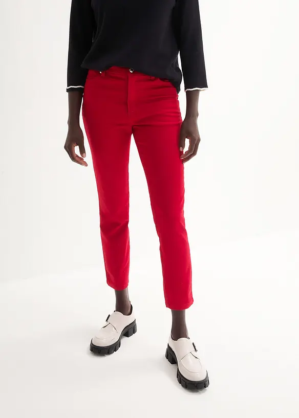 Stretchhose aus Baumwolle in rot von vorne - bonprix