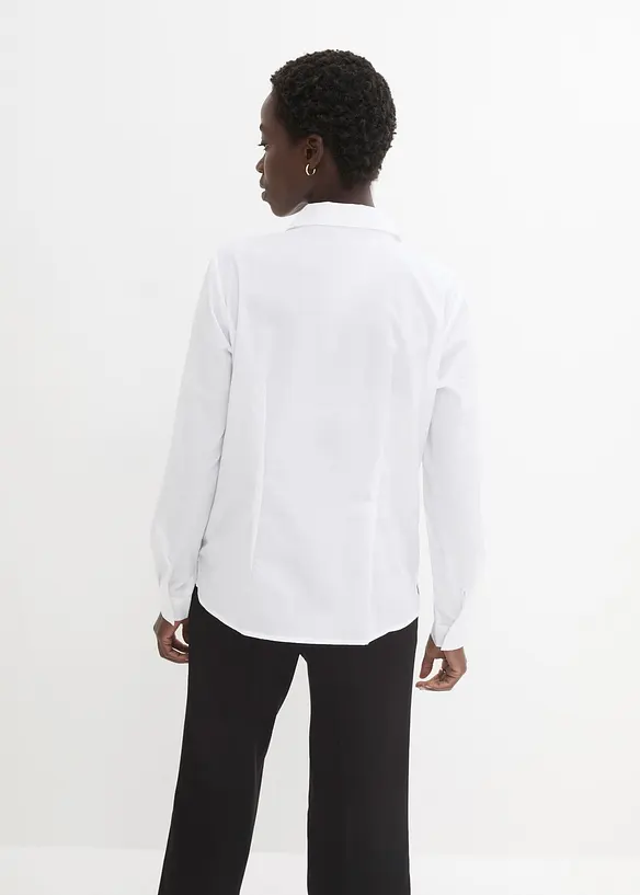 Popeline-Hemdbluse aus Baumwoll-Mix in weiß von hinten (im Anschnitt) - bonprix Popeline-Hemdbluse aus Baumwoll-Mix in weiß von hinten (im Anschnitt) - bonprix