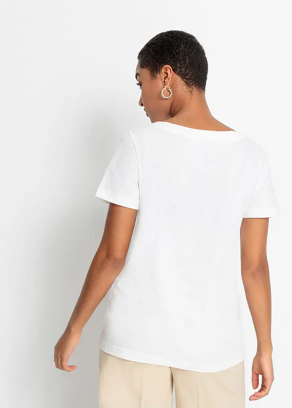 Bedrucktes T-Shirt aus Bio-Baumwolle in weiß von hinten (im Anschnitt) - bonprix