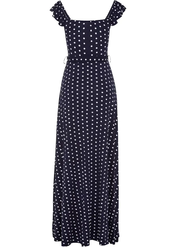 Maxikleid aus fließender Viskose in blau von hinten - bonprix