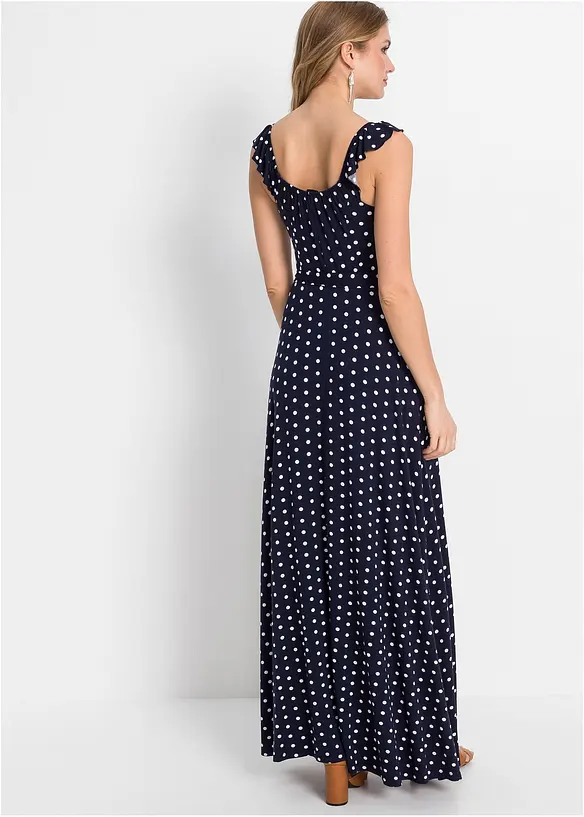 Maxikleid aus fließender Viskose in blau von hinten (Totalaufnahme) - bonprix