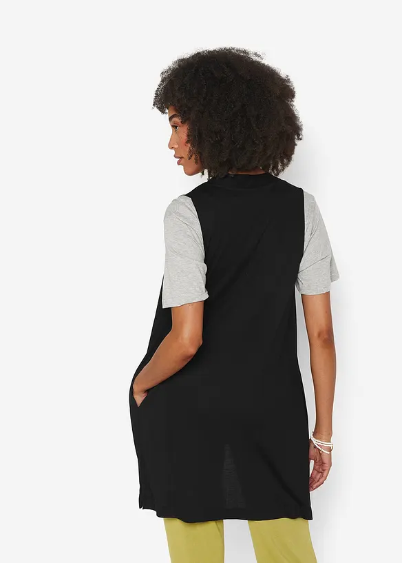 Shirt-Weste aus Viskose in schwarz von hinten (im Anschnitt) - bonprix