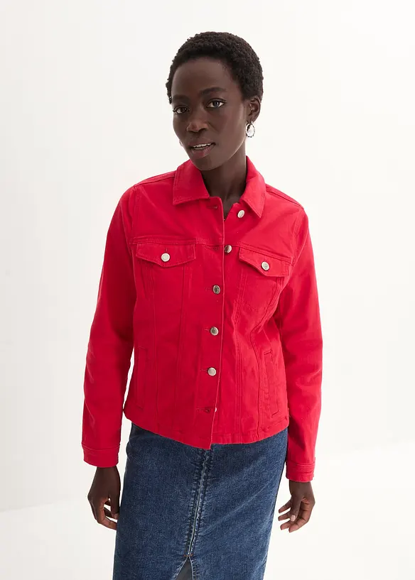 Twill-Jacke in rot von vorne (im Anschnitt) - bonprix