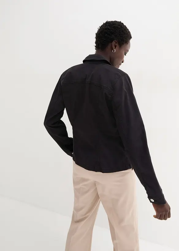 Twill-Jacke in schwarz von hinten (im Anschnitt) - bonprix