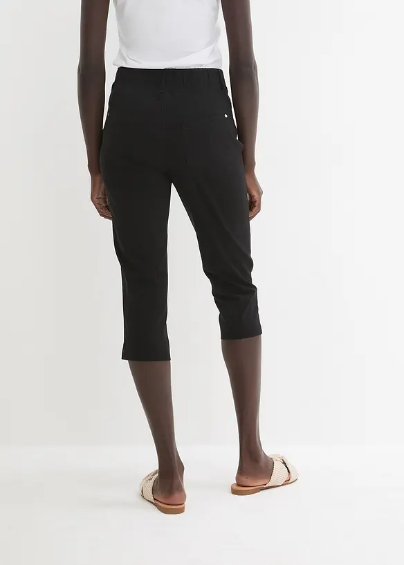 Stretchcapri mit Schlupfbund in schwarz von hinten - bonprix
