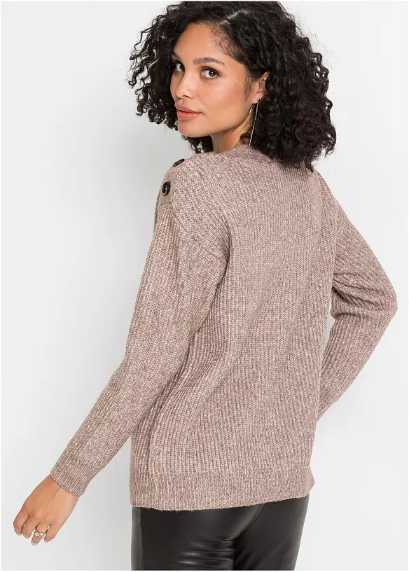 Pullover mit Knöpfen in braun von hinten (im Anschnitt) - bonprix