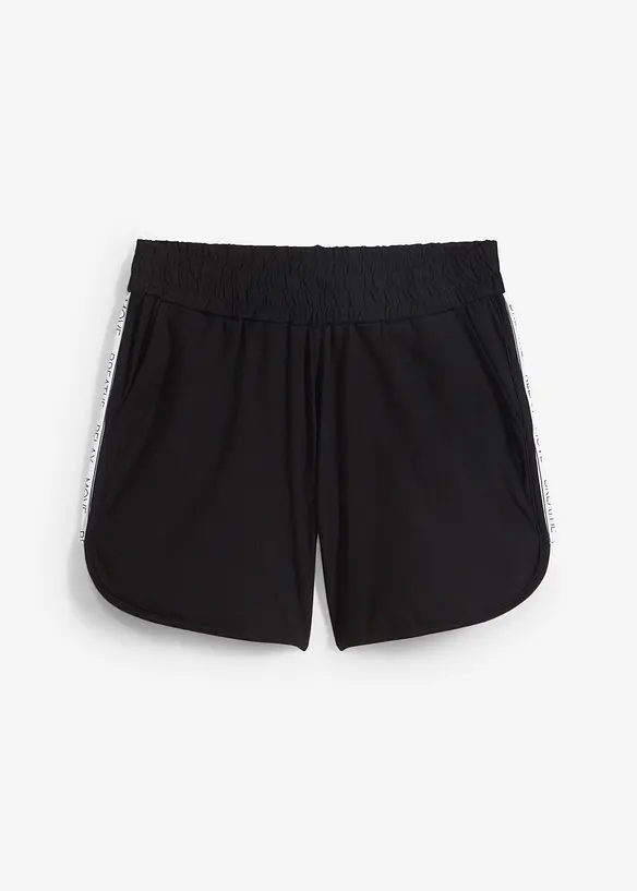 Sport-Shorts mit Kontraststreifen in schwarz von vorne - bpc bonprix collection