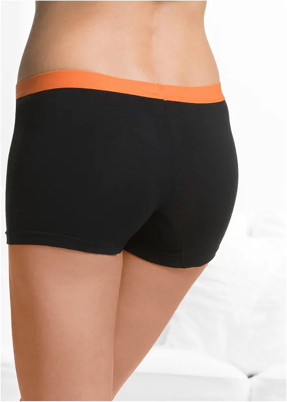 Damen Boxer mit weicher Baumwolle (4er Pack) in schwarz von hinten - bonprix