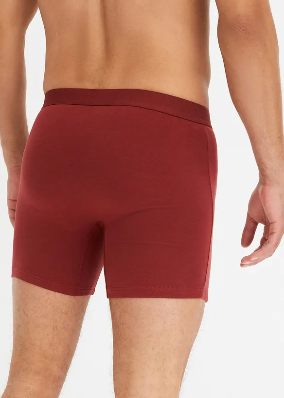 Boxershorts eng, mittellang mit Bio-Baumwolle (3er Pack) in rot von hinten - bonprix