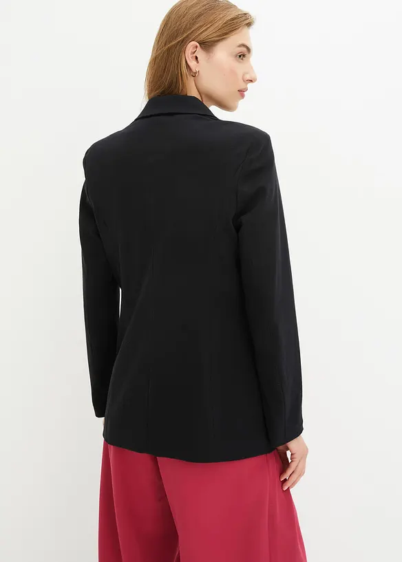 Longblazer aus reiner Baumwolle in schwarz von hinten (im Anschnitt) - bonprix