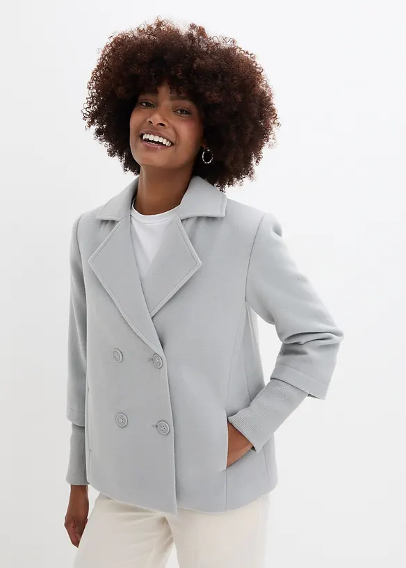Cabanjacke mit Strickärmeln in grau von vorne (im Anschnitt) - bonprix