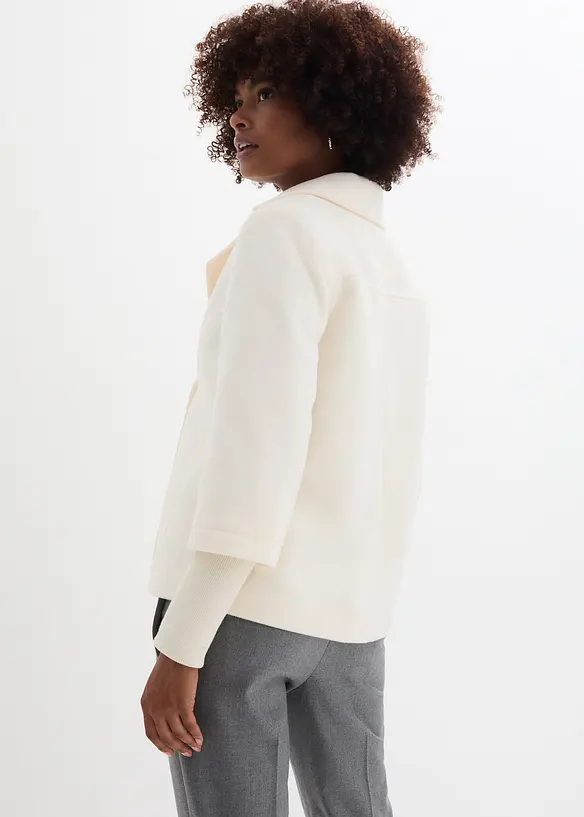 Cabanjacke mit Strickärmeln in beige von hinten (im Anschnitt) - bonprix
