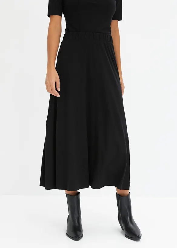 ausgestellter Jersey-Rock in schwarz von vorne - bonprix ausgestellter Jersey-Rock in schwarz von vorne - bonprix