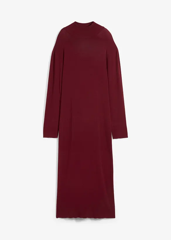 Maxi-Feinstrickkleid mit Stehkragen, langarm in rot von vorne - bonprix