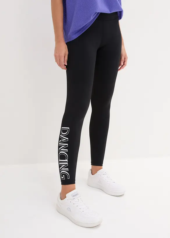 Knöchelfreie Sport-Leggings, schnelltrocknend in schwarz von vorne - bonprix