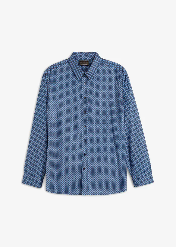 Langarmhemd aus Baumwolle in Regular Fit in blau von vorne - bonprix