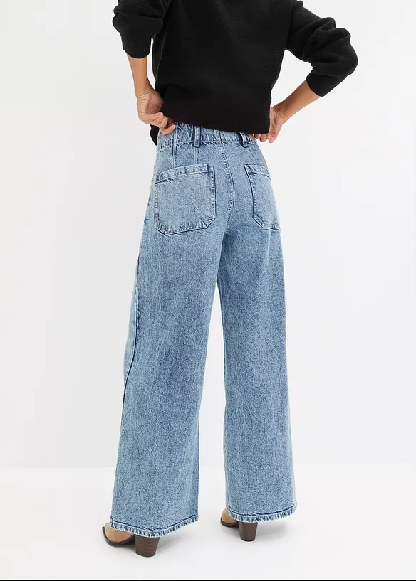 Wide-Leg-Jeans High Waist in blau von hinten - bonprix
