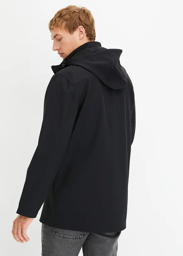 Wasserabweisender Softshell-Parka in schwarz von hinten (im Anschnitt) - bonprix