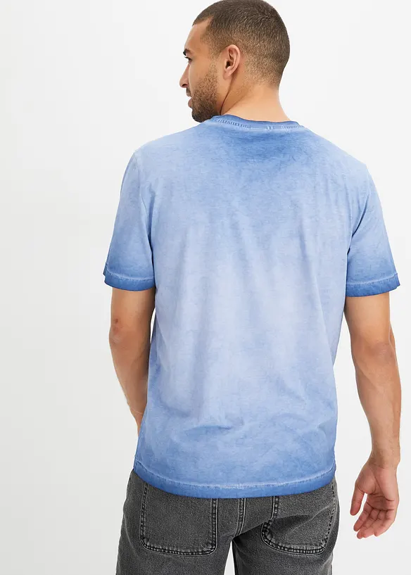 T-Shirt aus Bio-Baumwolle in gewaschener Optik in blau von hinten (im Anschnitt) - bonprix