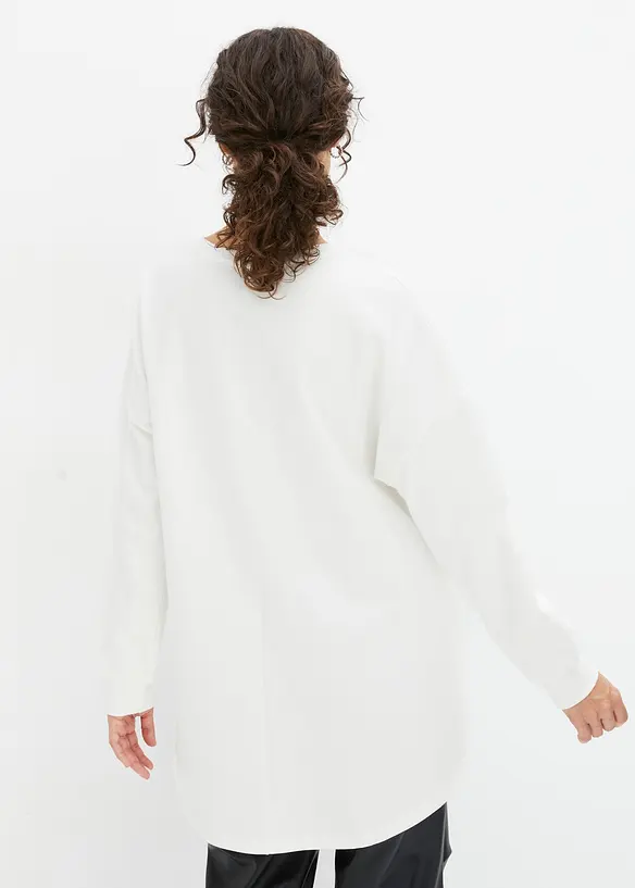 Oversize-Sweatshirt aus reiner Baumwolle in weiß von hinten (im Anschnitt) - bonprix