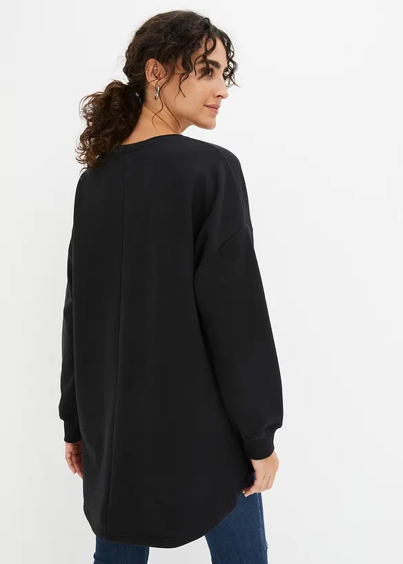 Oversize-Sweatshirt aus reiner Baumwolle in schwarz von hinten (im Anschnitt) - bonprix