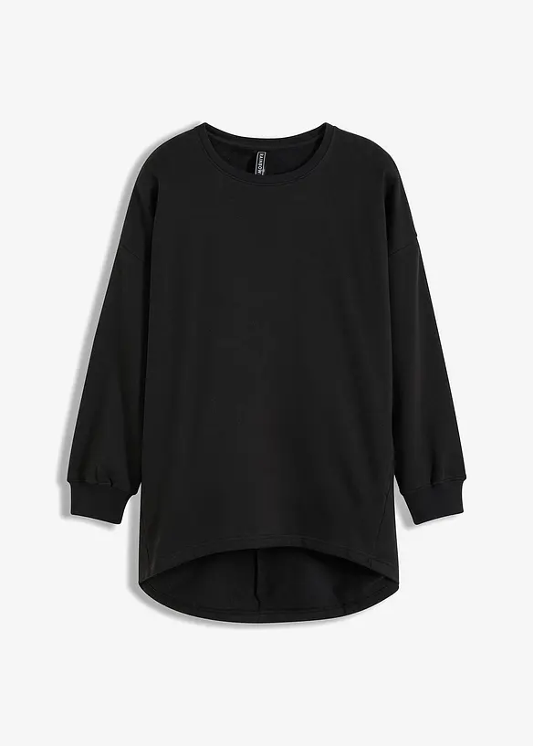 Oversize-Sweatshirt aus reiner Baumwolle in schwarz von vorne - bonprix