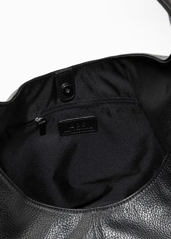Shopper mit genarbter Lederoptik in schwarz geöffnet - bonprix