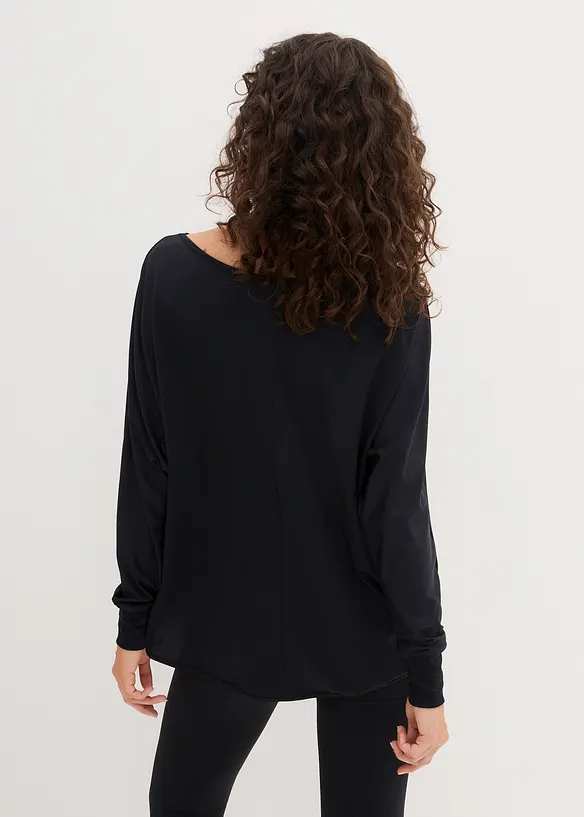 Schnelltrocknendes Sport-Shirt mit Retro-Print in schwarz von hinten (im Anschnitt) - bonprix