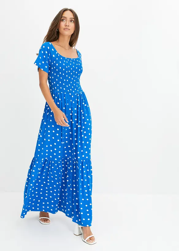 Maxikleid aus fließender Viskose in blau von vorne (Totalaufnahme) - bonprix Maxikleid aus fließender Viskose in blau von vorne (Totalaufnahme) - bonprix