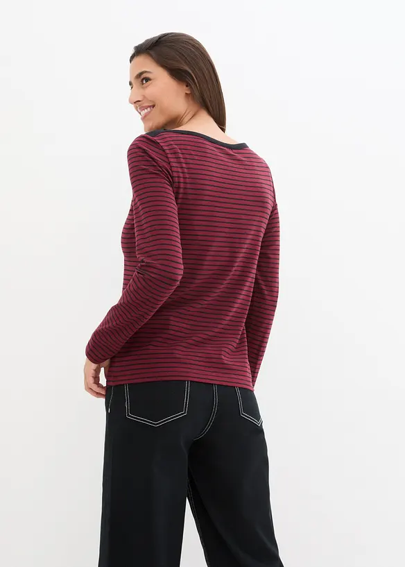 Langarmshirt mit reiner Bio-Baumwolle in rot von hinten (im Anschnitt) - bonprix Langarmshirt mit reiner Bio-Baumwolle in rot von hinten (im Anschnitt) - bonprix