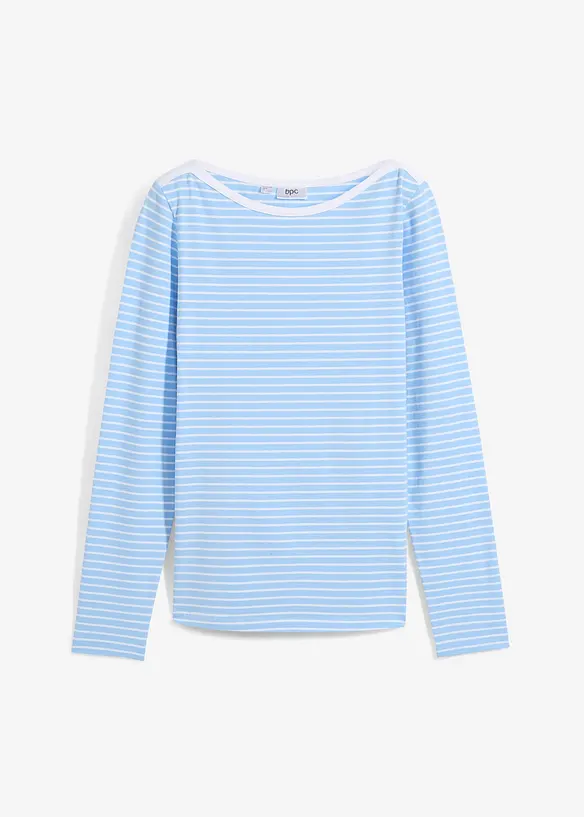 Langarmshirt mit reiner Bio-Baumwolle in blau von vorne - bonprix Langarmshirt mit reiner Bio-Baumwolle in blau von vorne - bonprix