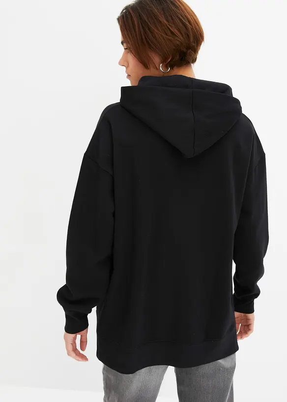 Hoodie aus reiner Baumwolle in schwarz von hinten (im Anschnitt) - bonprix
