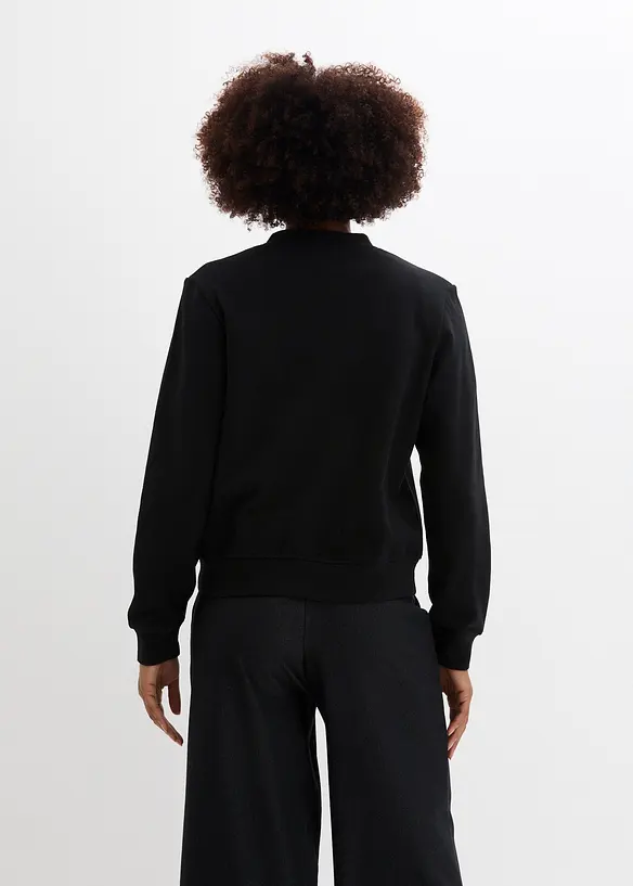 Sweatjacke mit Knopfleiste in schwarz von hinten (im Anschnitt) - bonprix Sweatjacke mit Knopfleiste in schwarz von hinten (im Anschnitt) - bonprix