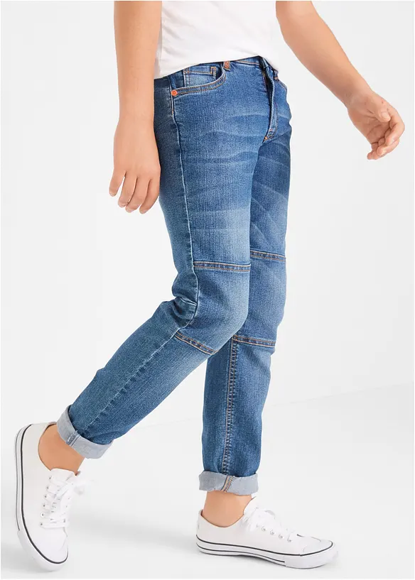 Regular Fit Stretch-Jeans mit verstärkter Kniepartie, Straight in blau von vorne - bonprix