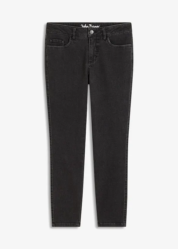 Skinny Jeans Mid Waist, cropped in schwarz von vorne - bonprix