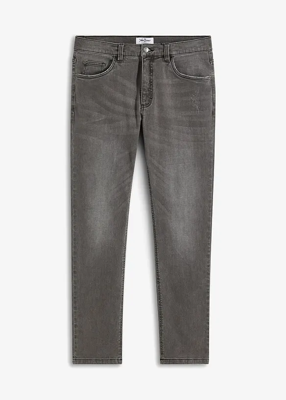 Slim-Fit-Jeans, Straight in grau von vorne - bonprix