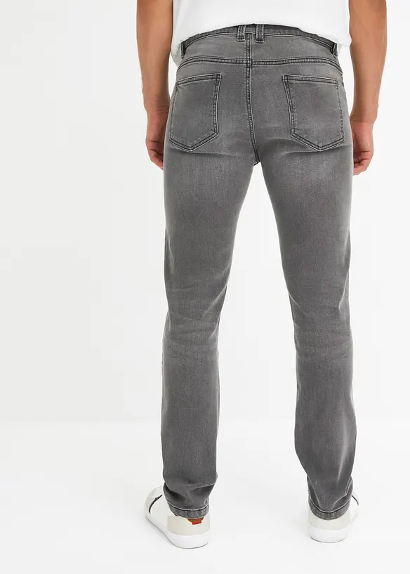 Slim-Fit-Jeans, Straight in grau von hinten - bonprix