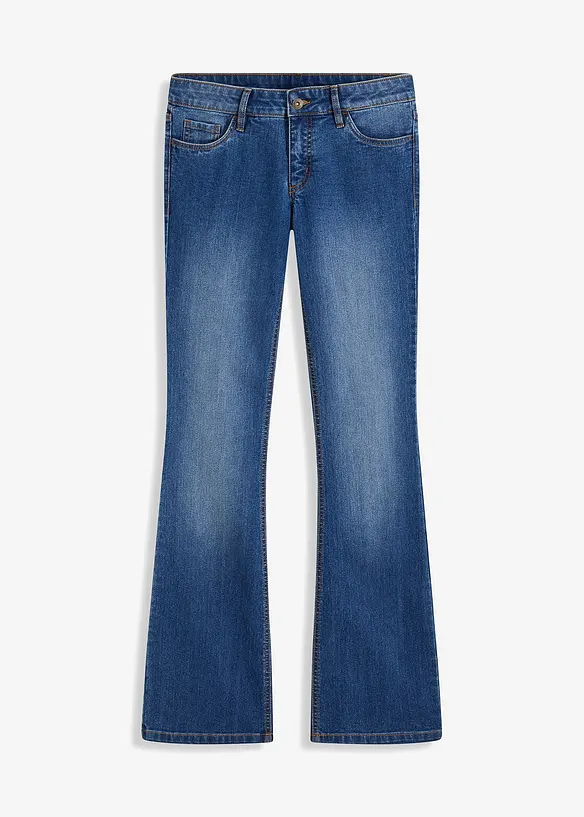 Flared Jeans Low Waist in blau von vorne - bonprix