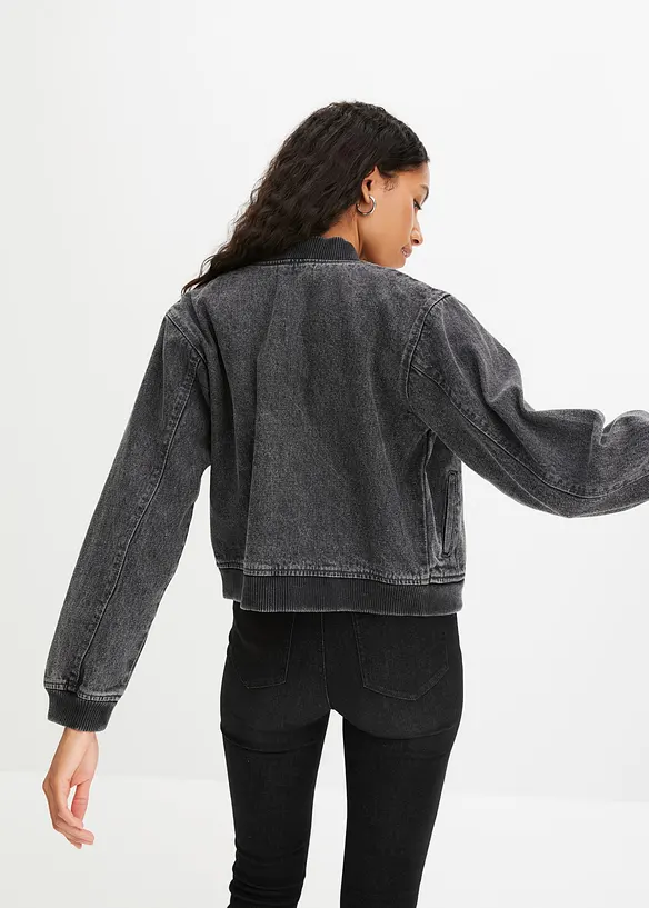 Denim Blouson in grau von hinten (im Anschnitt) - bonprix