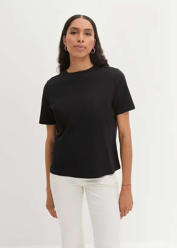 T-Shirt aus reiner schwerer Bio-Baumwolle in schwarz von vorne (im Anschnitt) - bonprix T-Shirt aus reiner schwerer Bio-Baumwolle in schwarz von vorne (im Anschnitt) - bonprix