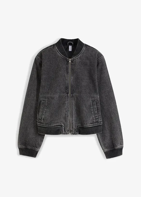 auffallender Denim-Blouson mit Reißverschluss - grau | bonprix