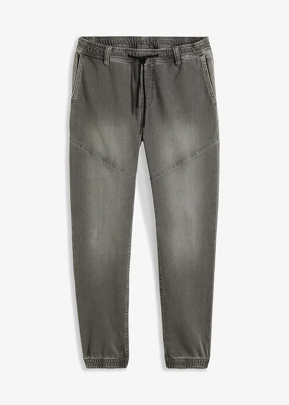 Regular-Fit Jeans-Jogger mit Dehnbund, Straight in grau von vorne - bonprix