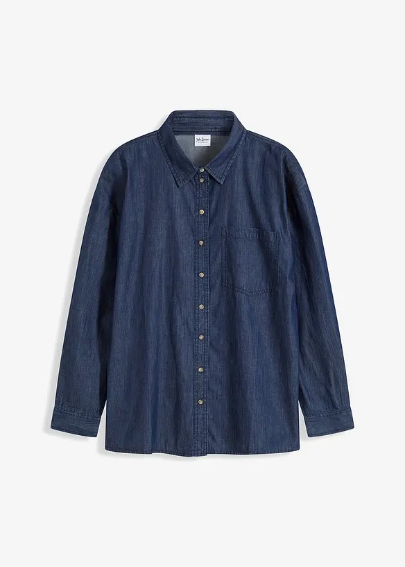 Oversized Jeanshemd aus Bio-Baumwolle in blau von vorne - bonprix