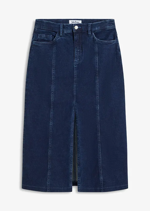 Midi Jeansrock mit Schlitz in blau von vorne - bonprix